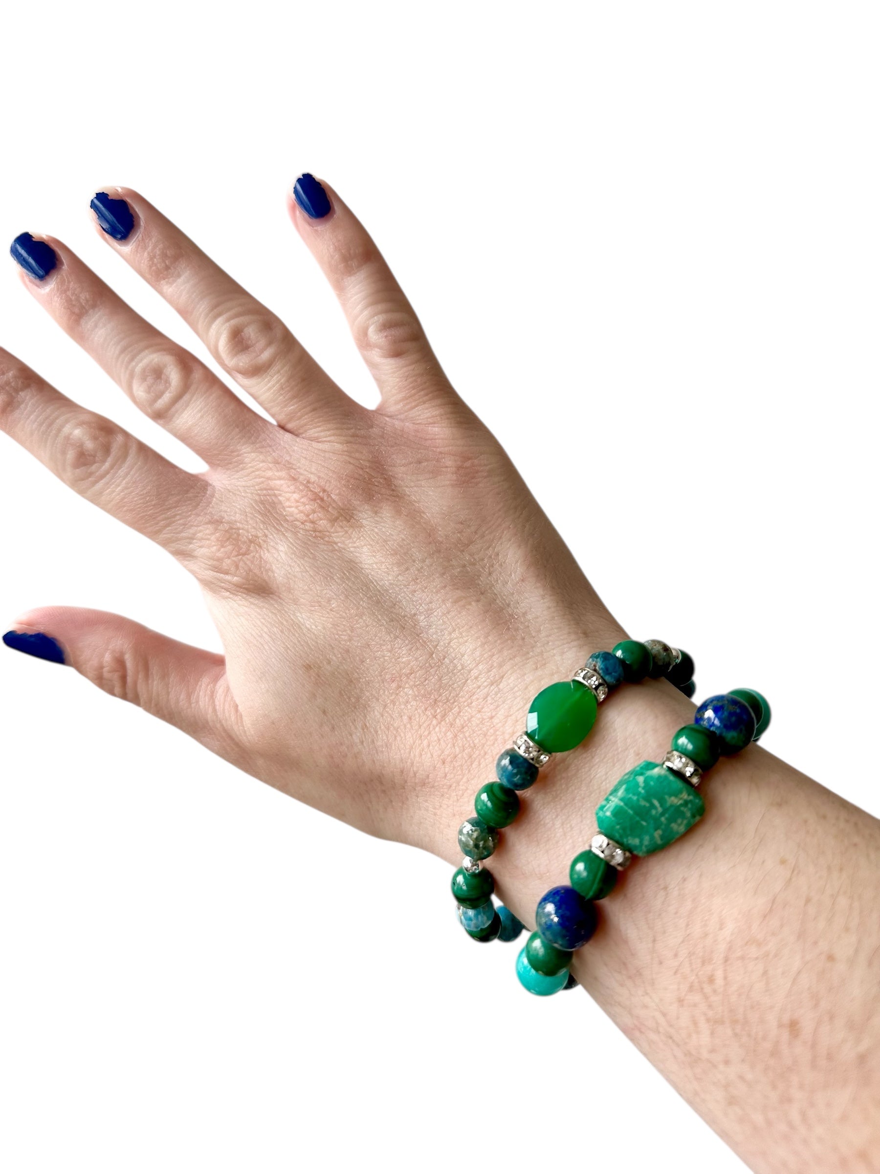 Loggerhead - Amazonite, Apatite, Green Onyx, Malachite and Chrysocolla Gemstone Bracelets