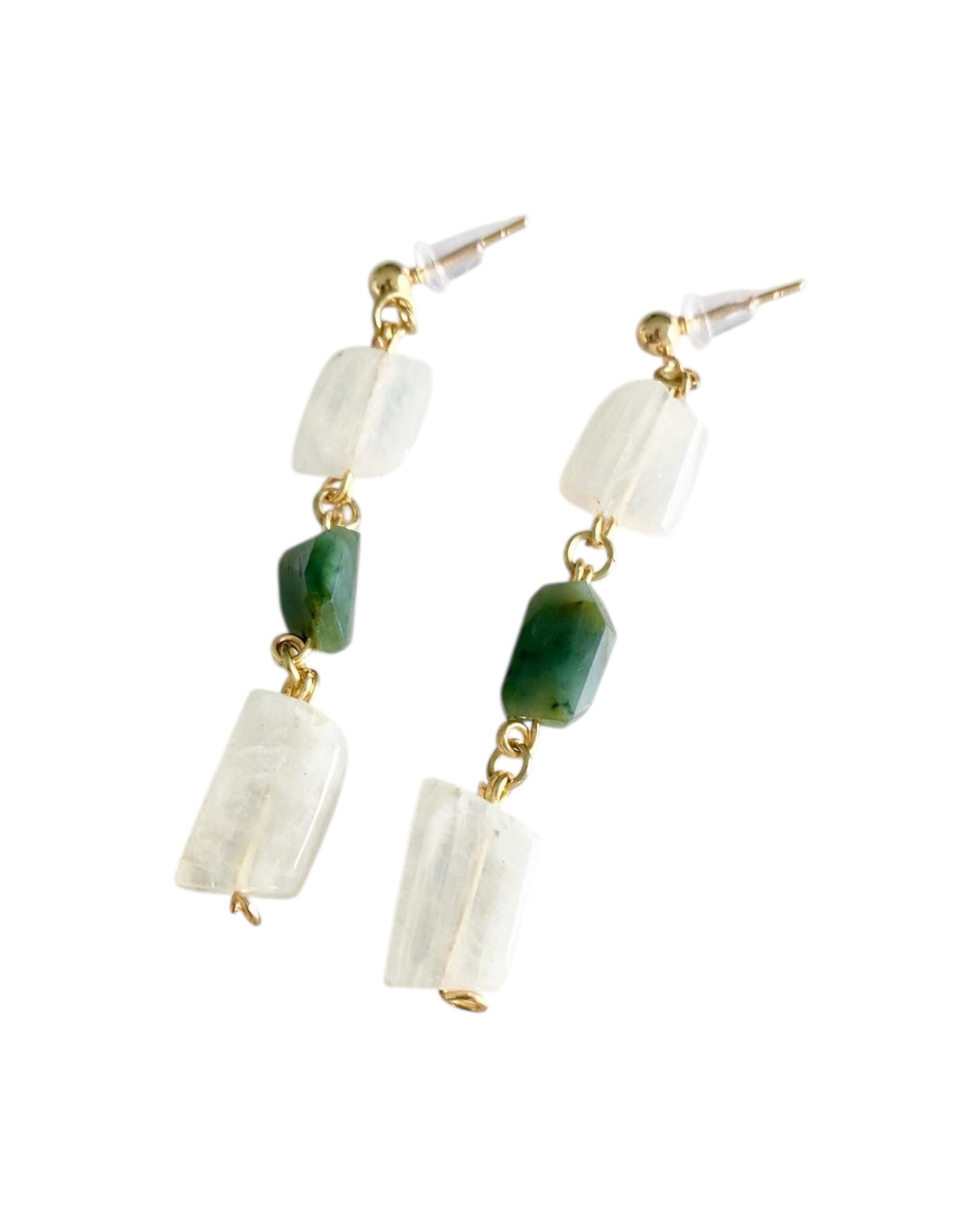 Willow - Moonstone and Emerald Gemstone Earrings