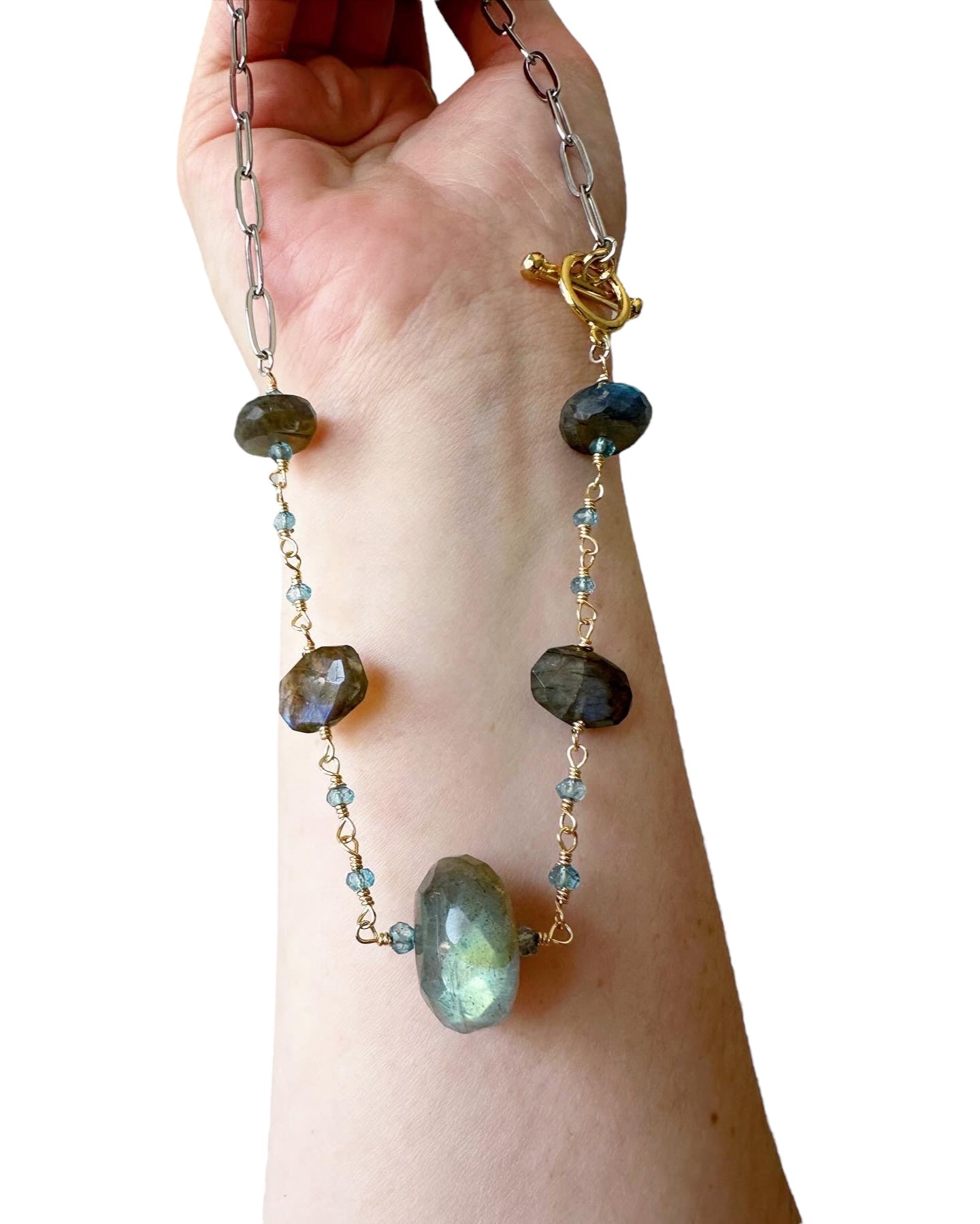 Madison - Labradorite and Blue Topaz Gemstone Necklace