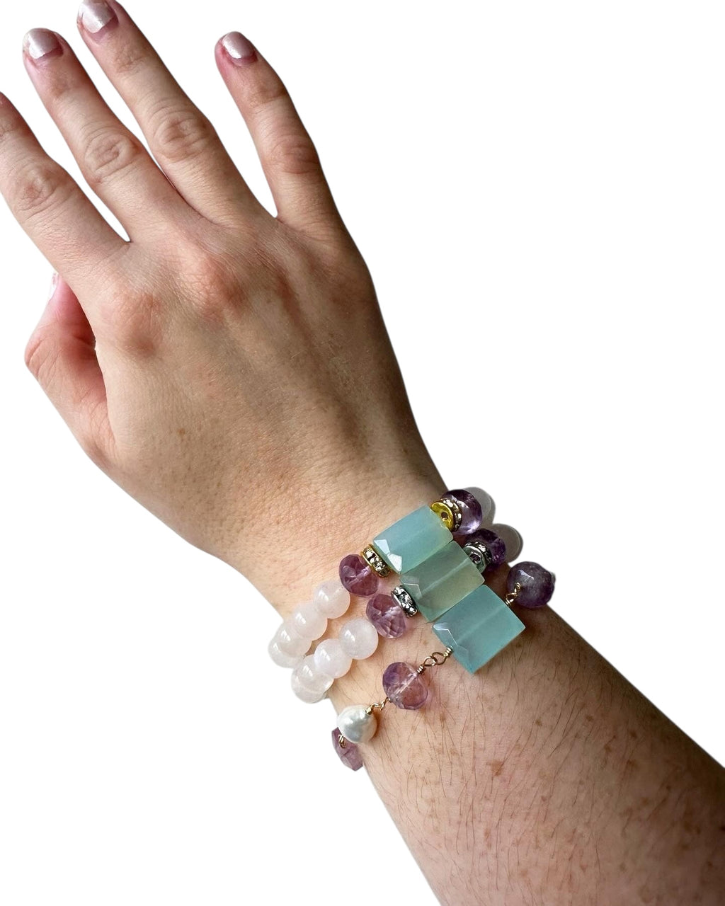 Luna - Chalcedony, Amethyst and Moonstone Gemstone Bracelets