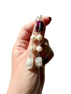 Elli Gemstone Earrings - Moonstone and Freshwater Pearl | Handmade Jewelry
