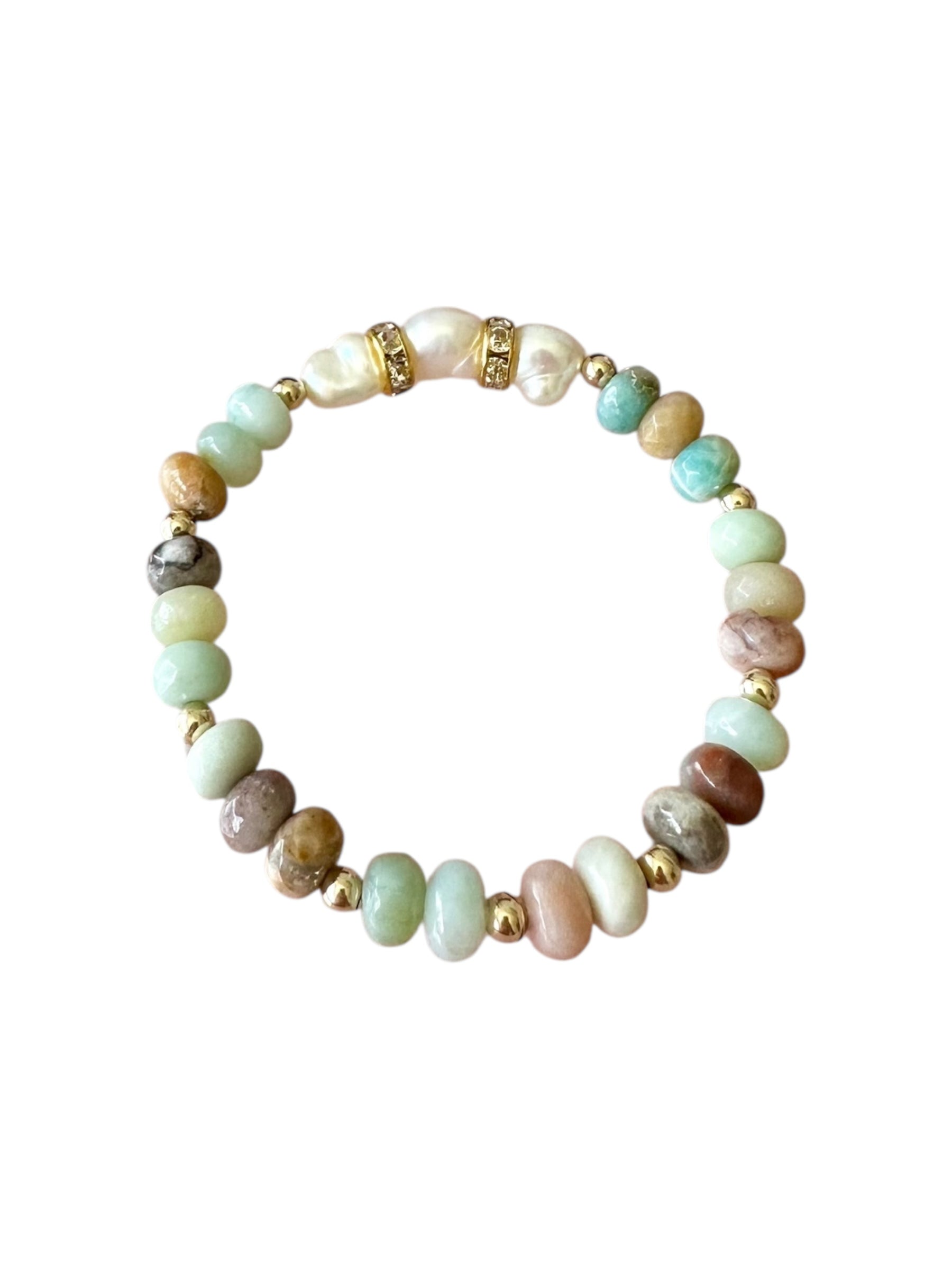 Eau My! - Amazonite and Freshwater Pearl Gemstone Bracelet