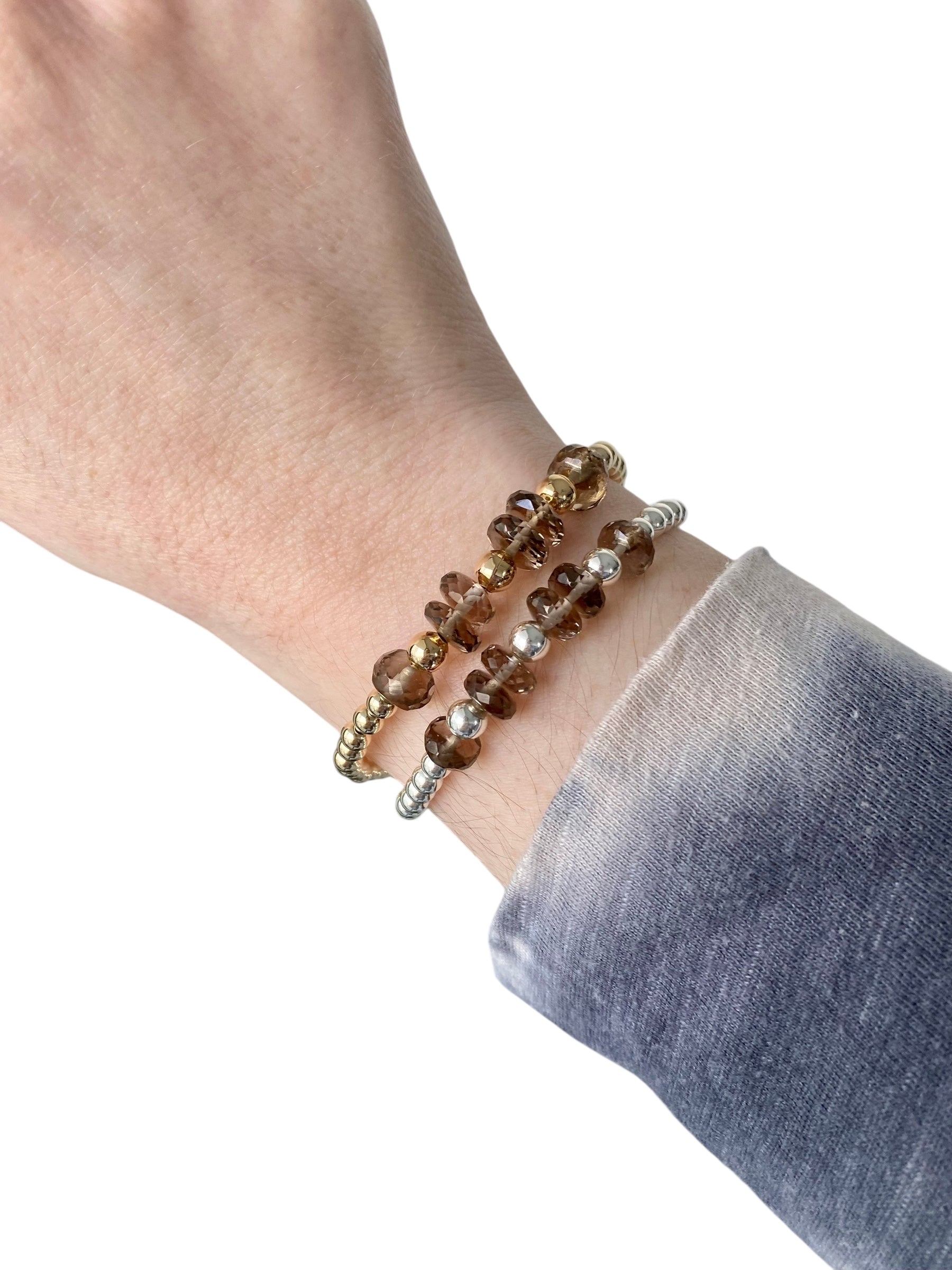 Chelsea - Pulsera de piedras preciosas de cuarzo ahumado