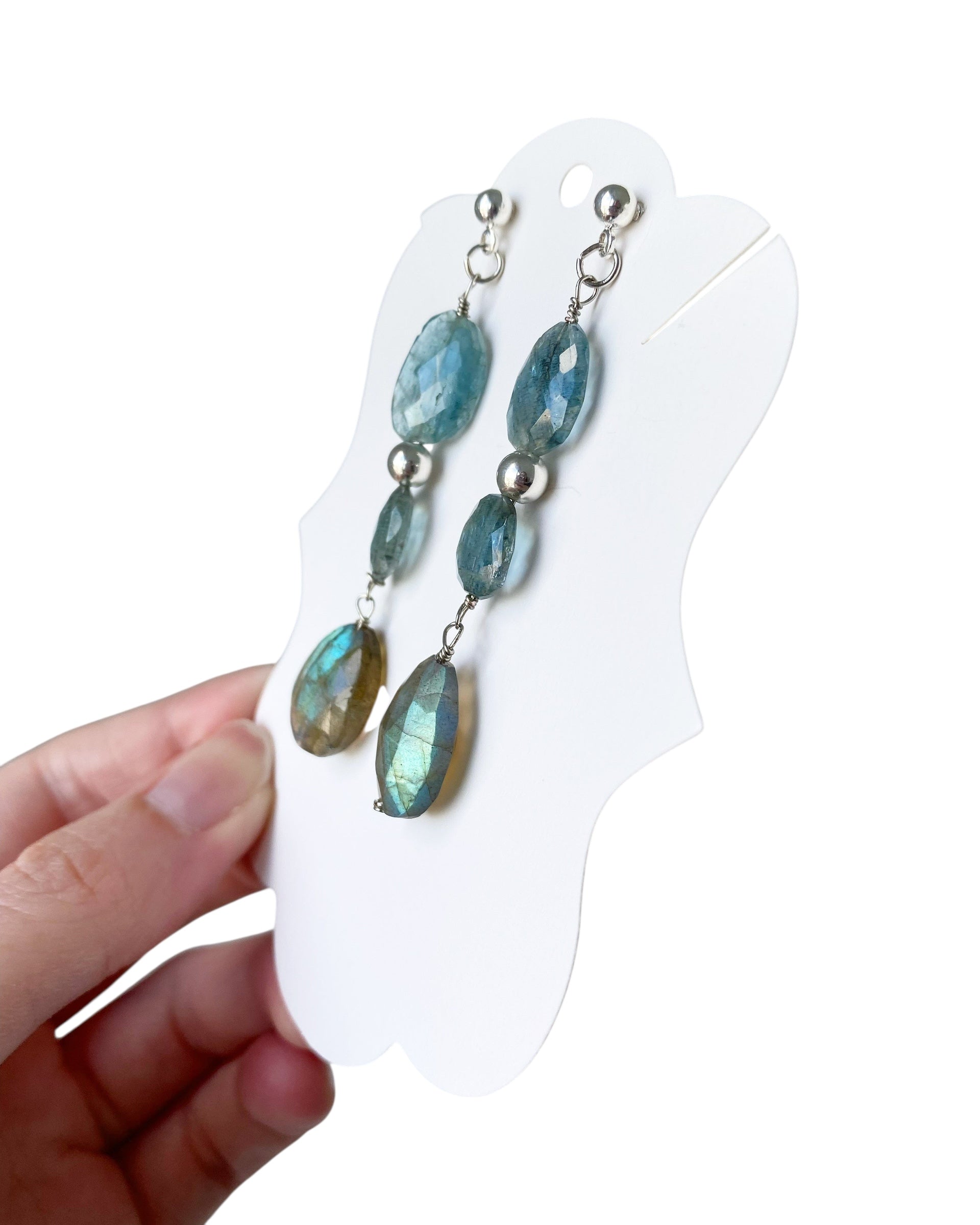 Celine - Aquamarine and Labradorite Gemstone Earrings