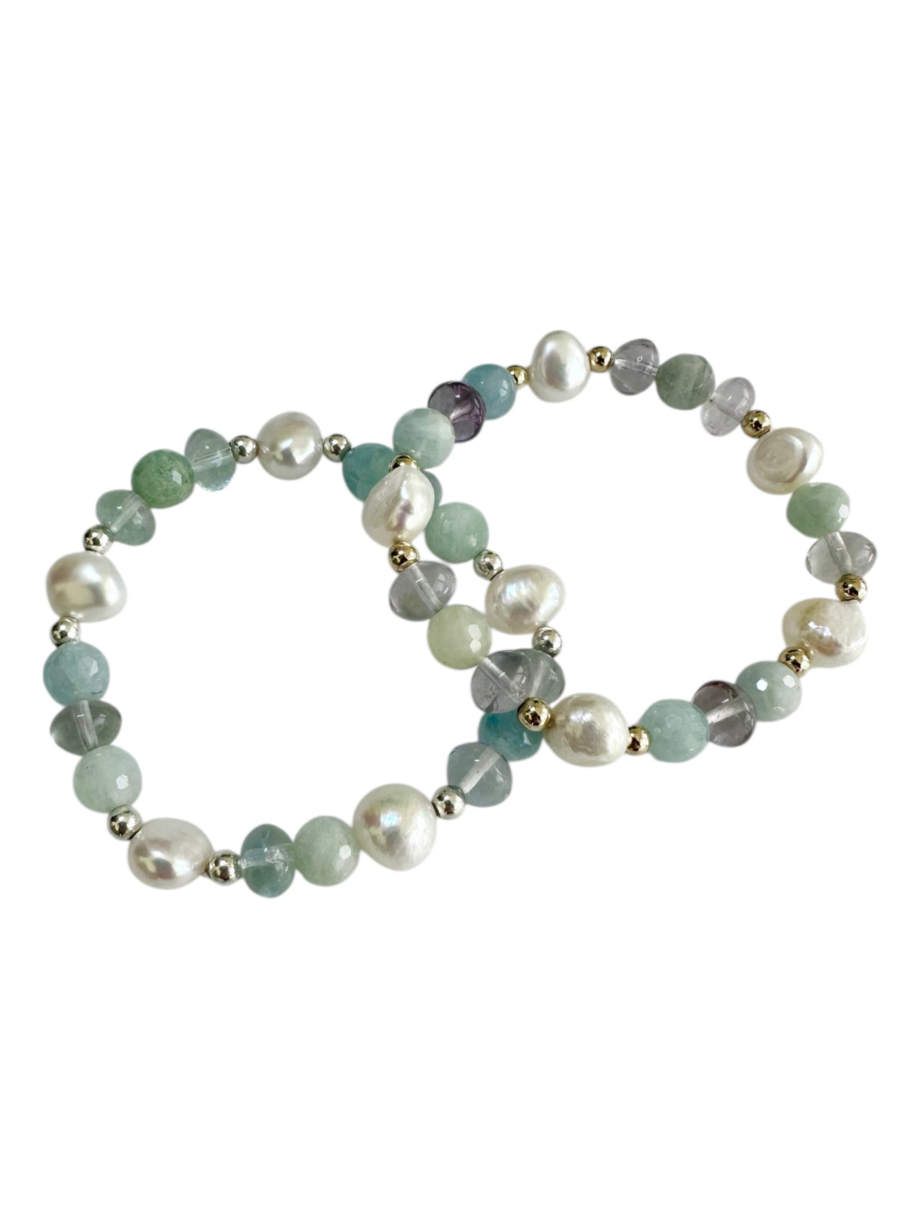 Orchid - Fluorite, Freshwater Pearl, Morganite Gemstone Bracelets