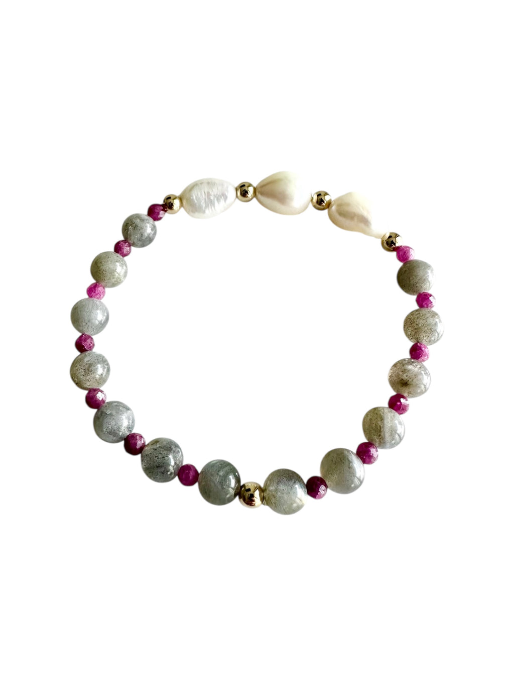 Sydni - Bracelets en pierres précieuses de labradorite et de rubis