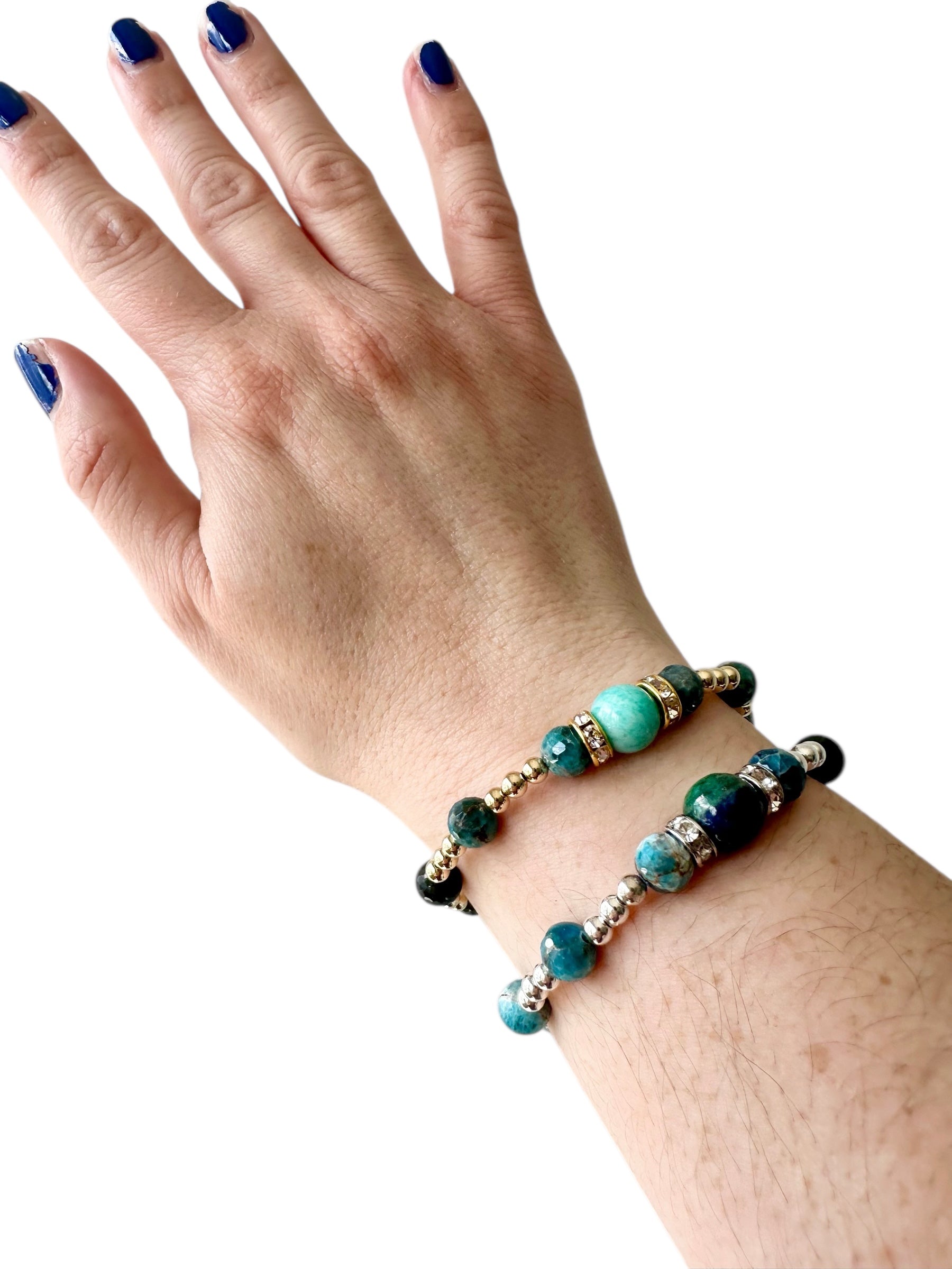 Sand Dollar - Amazonite, Apatite, Malachite and Chrysocolla Gemstone Bracelets