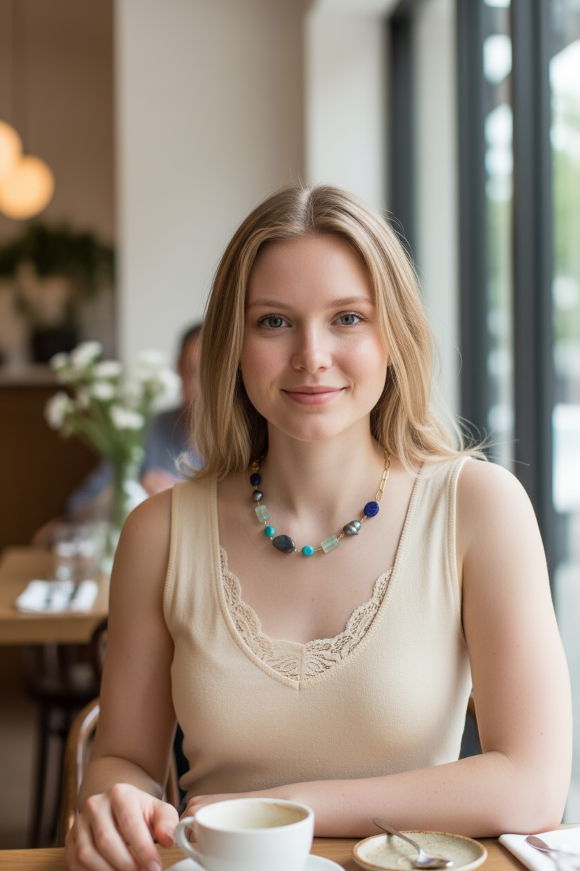 Aspen Gemstone Necklace - Labradorite, Chalcedony, Lapis Lazuli, Black Pearl and Turquoise | Handmade Jewelry
