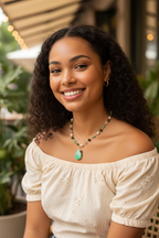 Capri — Chrysoprase, Emerald, Fluorite, Freshwater Pearl and Malachite Necklace