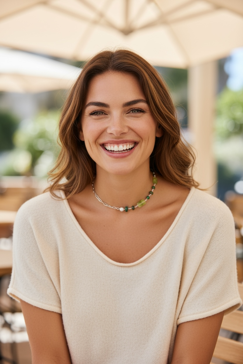 Demi - Half Gemstone Half Paperclip Chain Necklace | Handmade Jewelry