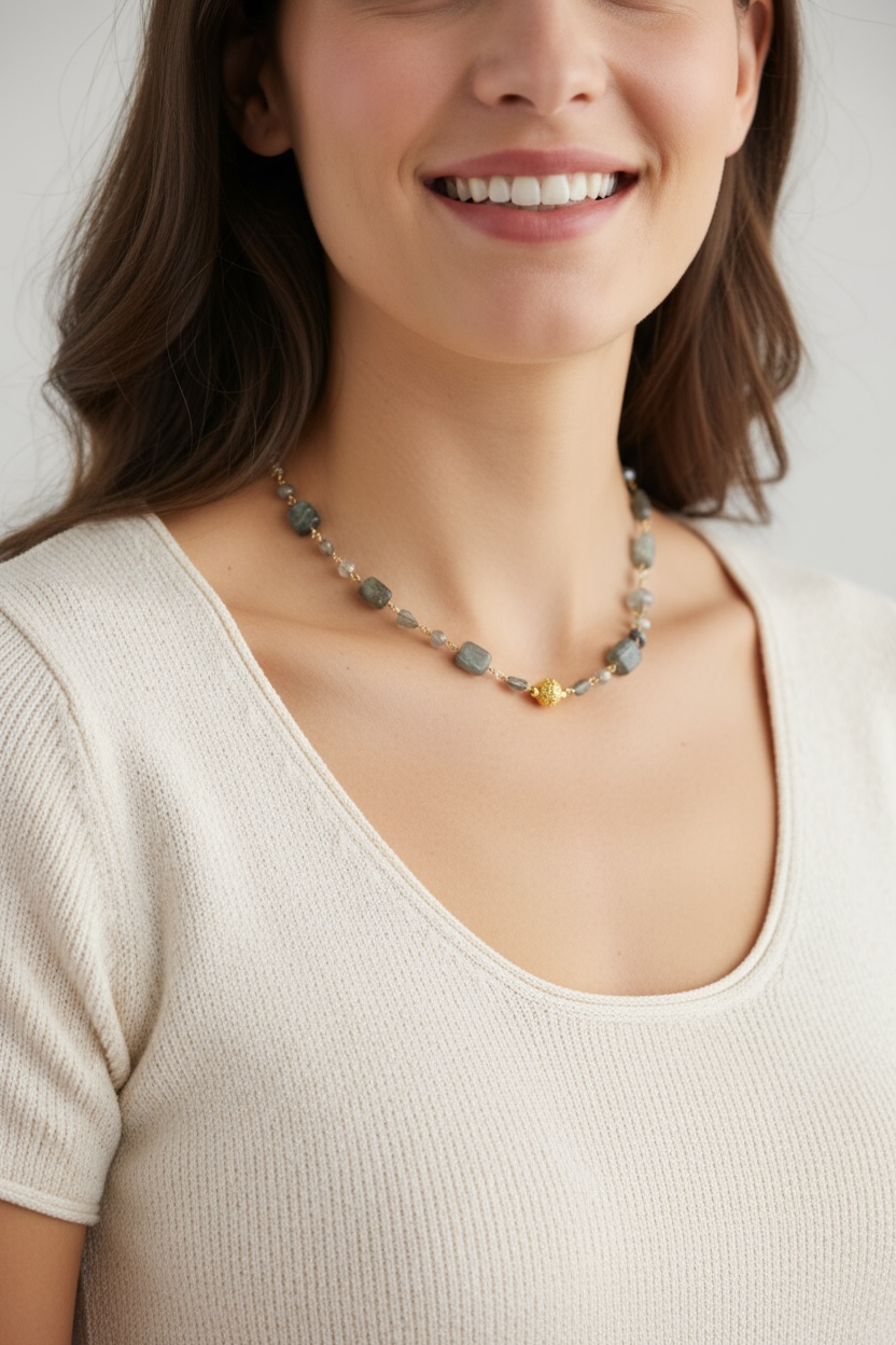 Millie Gemstone Necklace - Labradorite | Handmade Jewelry