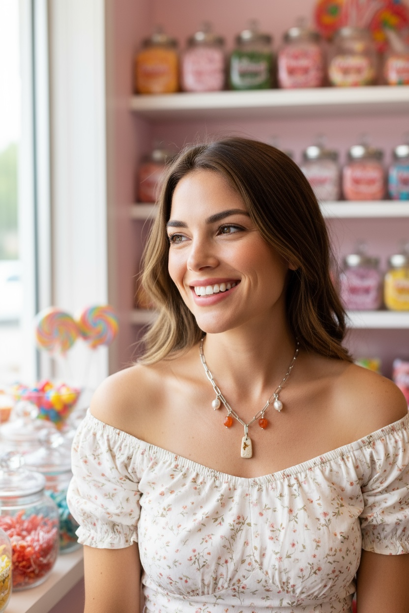 Red Hots Gemstone Necklaces - Mexican Fire Opal, Sunstone, Carnelian and Freshwater Pearl Gemstone Paperclip Chain Necklaces | Handmade Jewelry