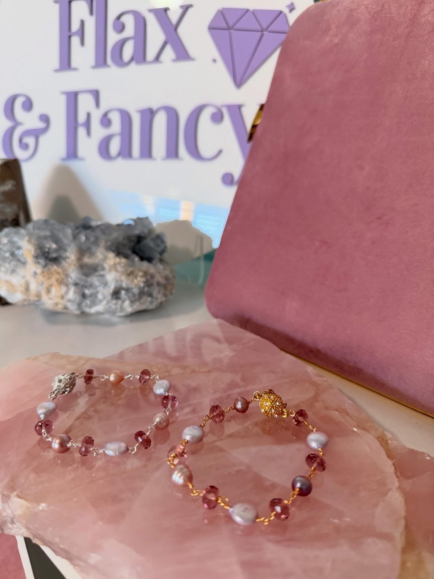 Zoe Gemstone Bracelets - Freshwater Pink Pearl, Freshwater Purple Pearl and Pink Amethyst | Love and Peace