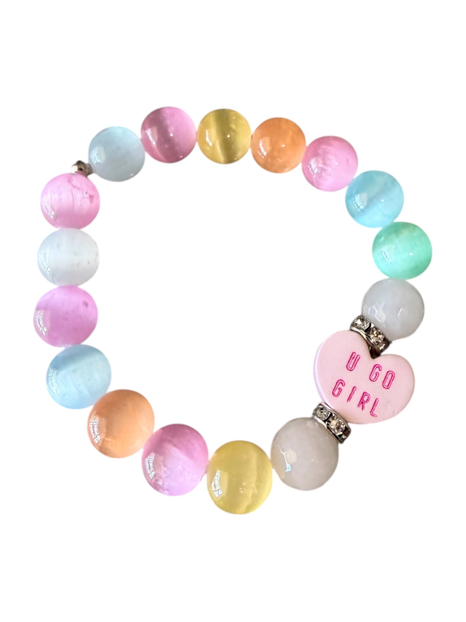 Candy Heart Gemstone Bracelets - Candy Hearts, Rose Quartz and Selenite | Limited Edition Valentine’s Jewelry | Love, Peace and Clarity