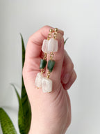 Willow Gemstone Earrings - Moonstone and Emerald | Handmade Jewelry