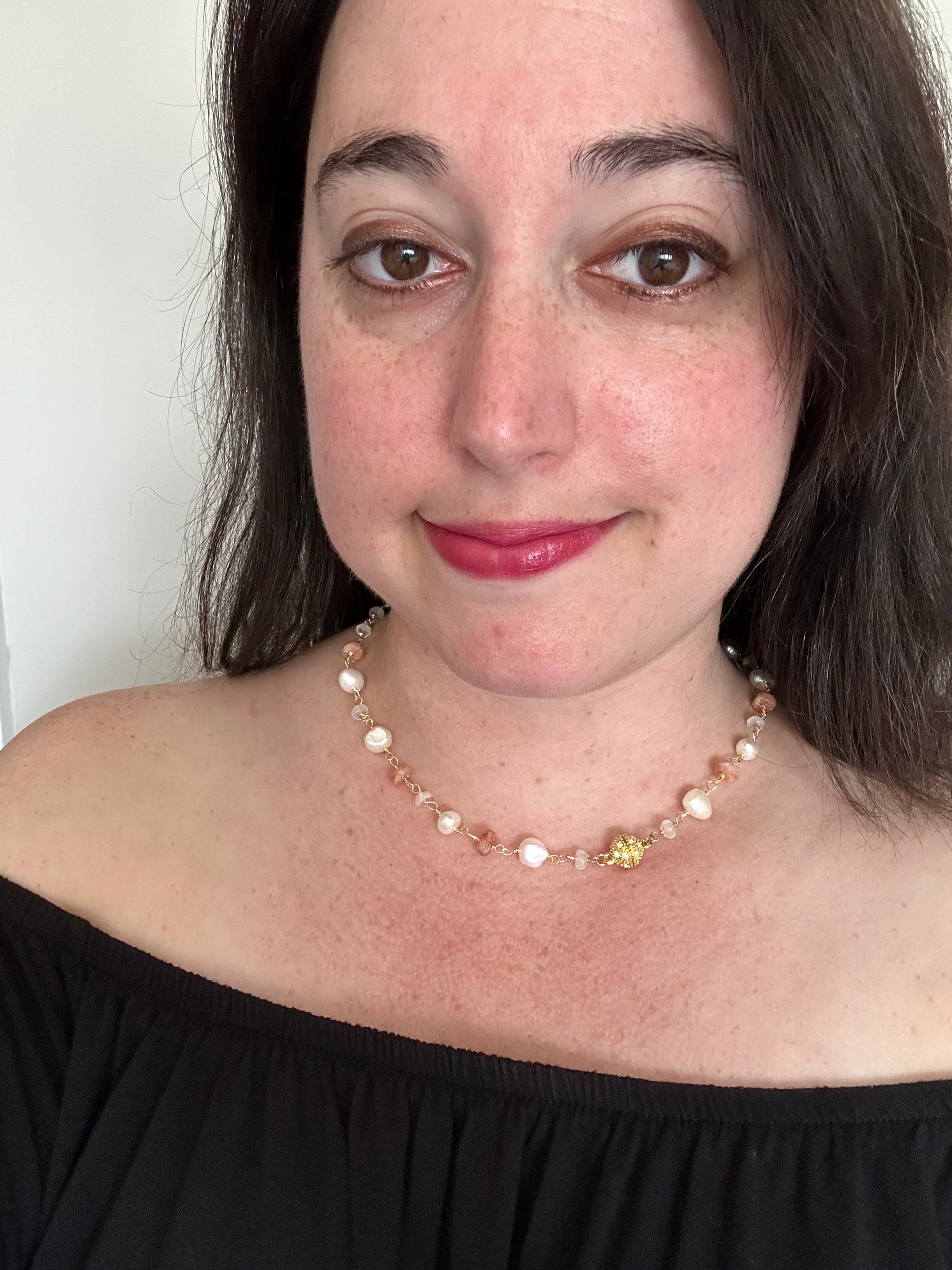 Blaine - Collier de pierres précieuses de labradorite et de citrine