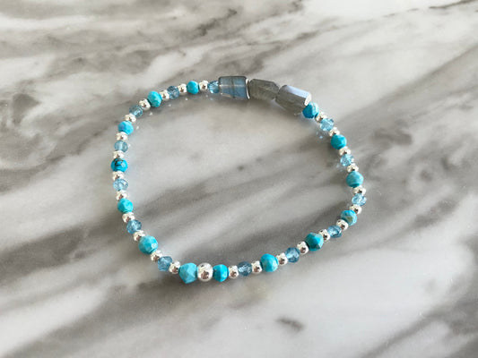 Lynn - Labradorite, Turquoise and Blue Topaz Gemstone Bracelet