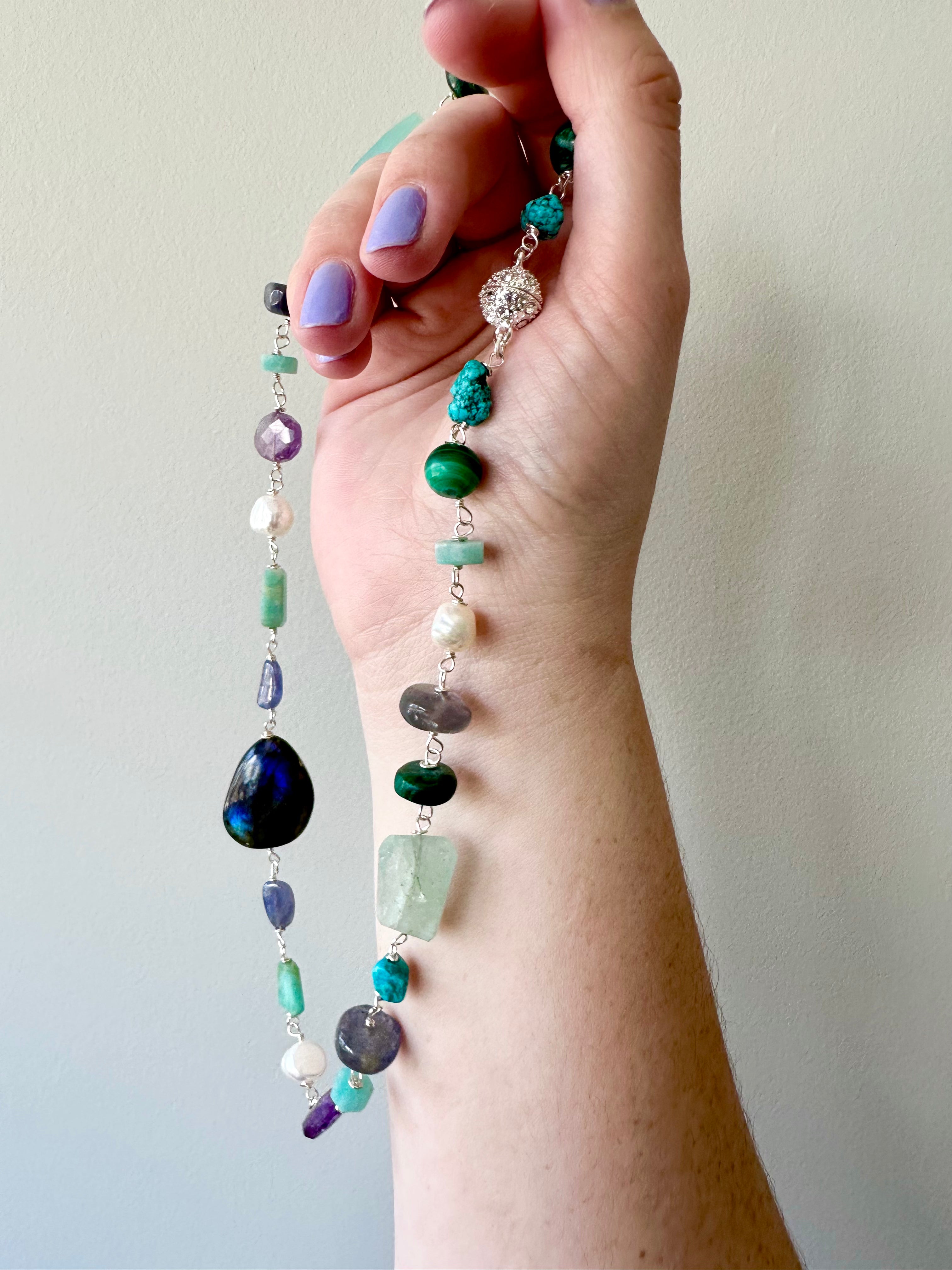 Blaine - Collier de pierres précieuses de labradorite et de citrine