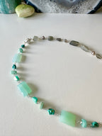 Storm Gemstone Necklace - Ombre Teal and Gray Chalcedony | Calm