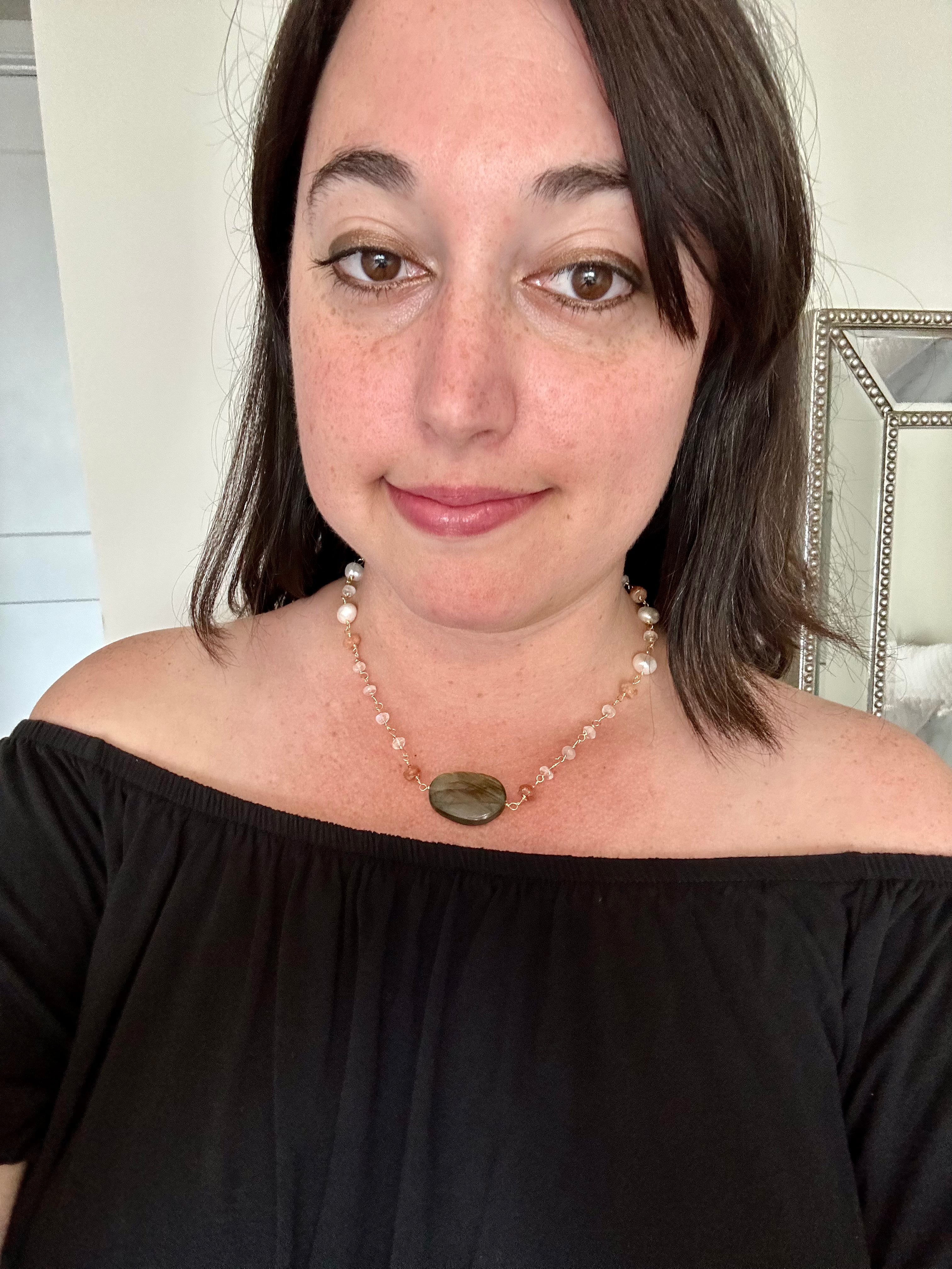 Blaine - Collier de pierres précieuses de labradorite et de citrine