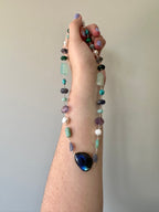 Abalone - Labradorite, Tanzanite, Amethyst, Amazonite, Chalcedony, Aquamarine, Iolite, Freshwater Pearl, Malachite and Turquoise Gemstone Necklace