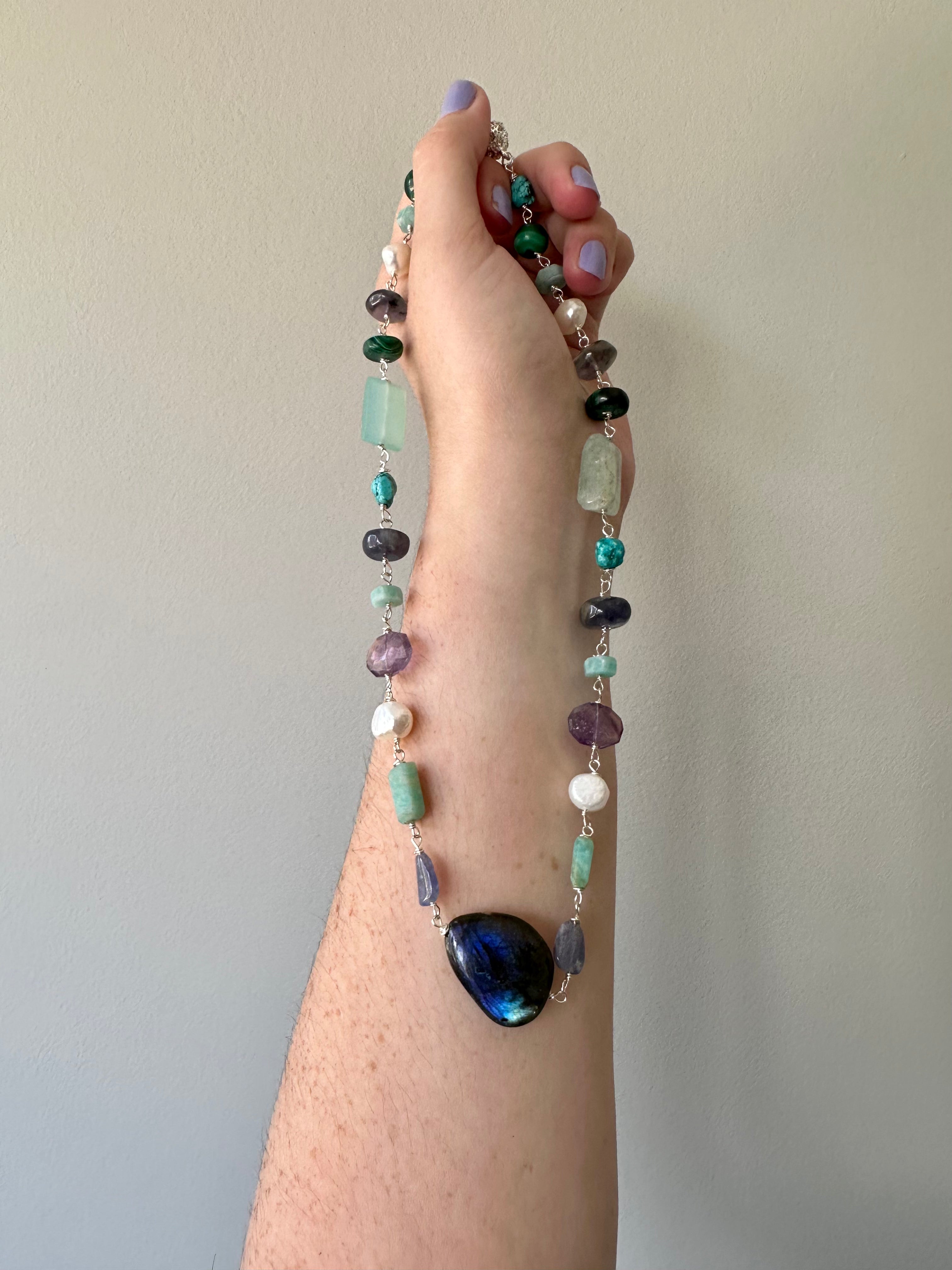 Blaine - Collier de pierres précieuses de labradorite et de citrine