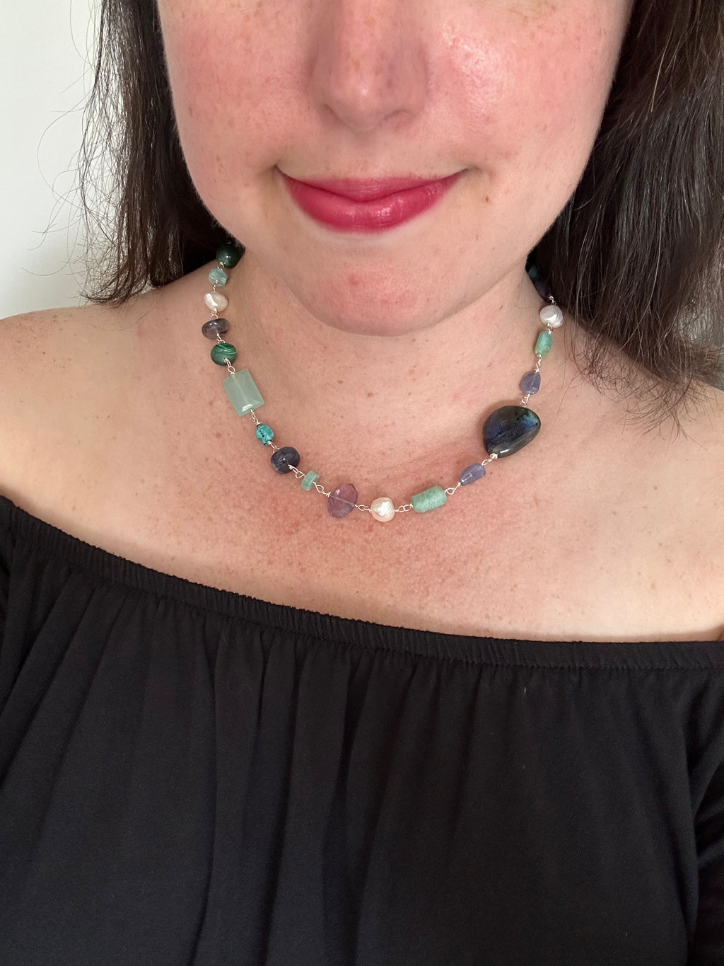 Blaine - Collier de pierres précieuses de labradorite et de citrine