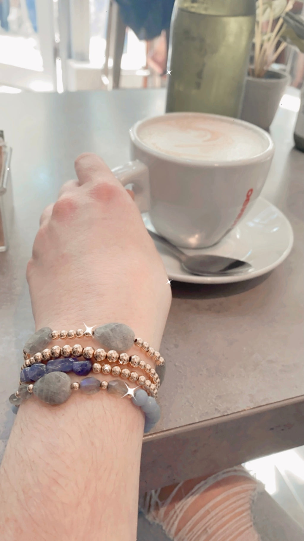 Sydni - Bracelets en pierres précieuses de labradorite et de rubis