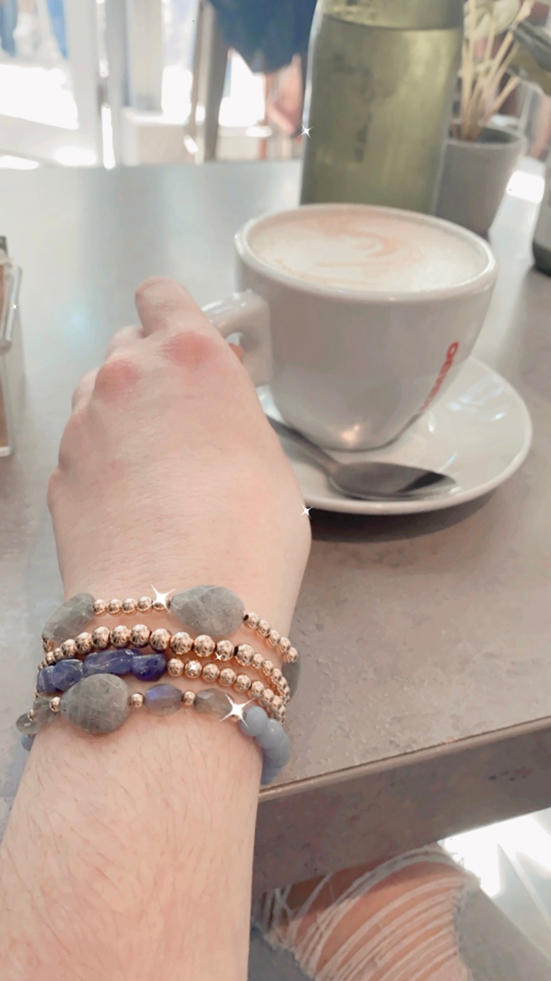 Sydni - Bracelets en pierres précieuses de labradorite et de rubis