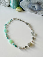 Storm Gemstone Necklace - Ombre Teal and Gray Chalcedony | Calm