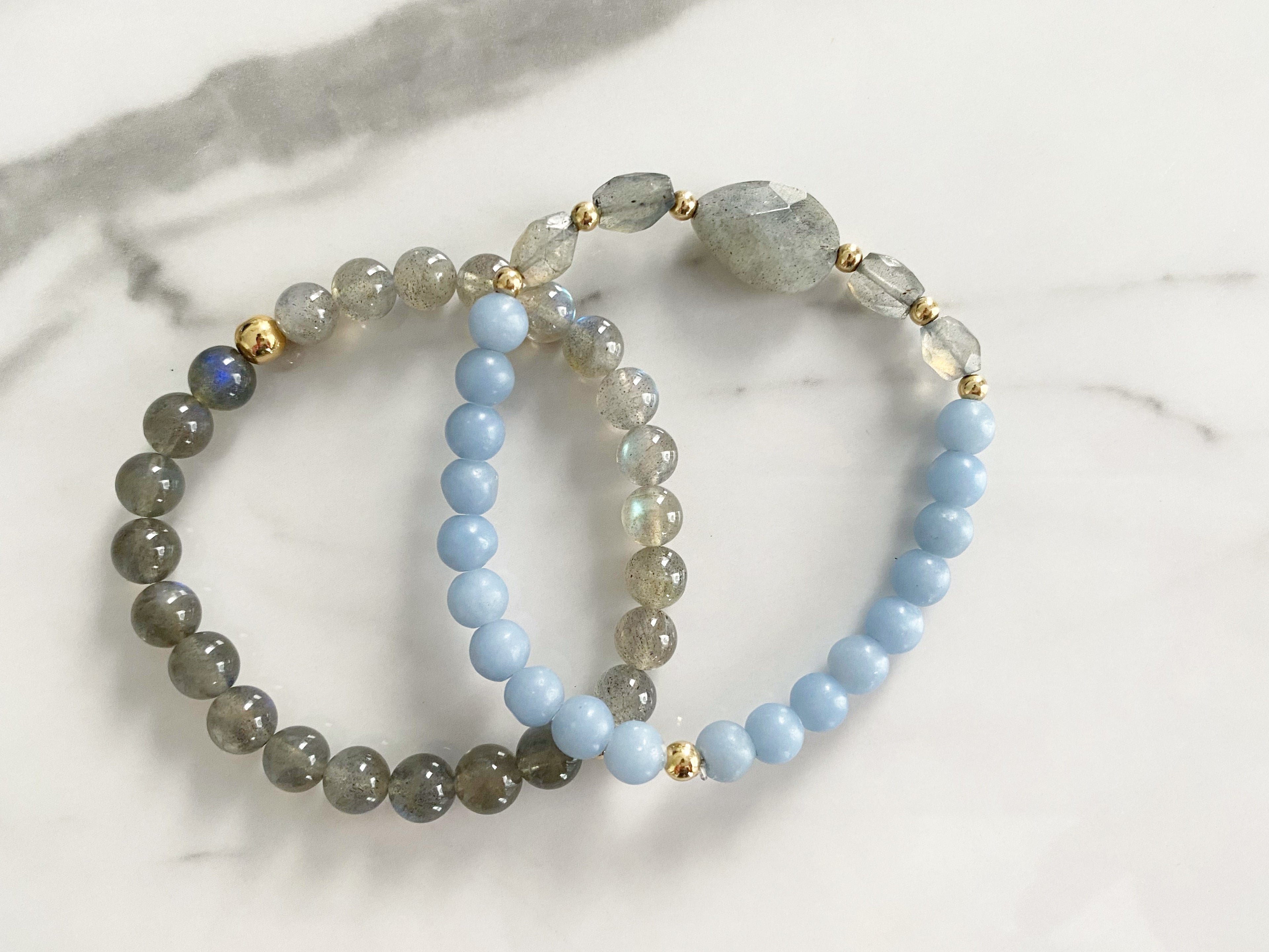 Sydni - Bracelets en pierres précieuses de labradorite et de rubis