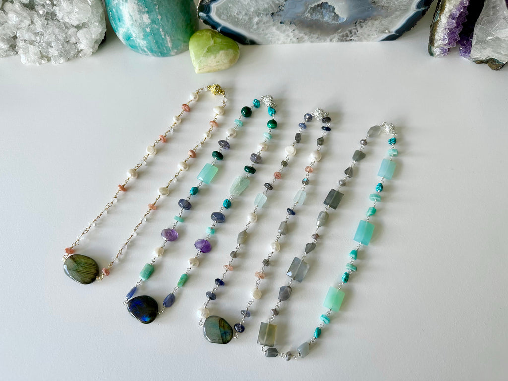 Blaine - Collier de pierres précieuses de labradorite et de citrine