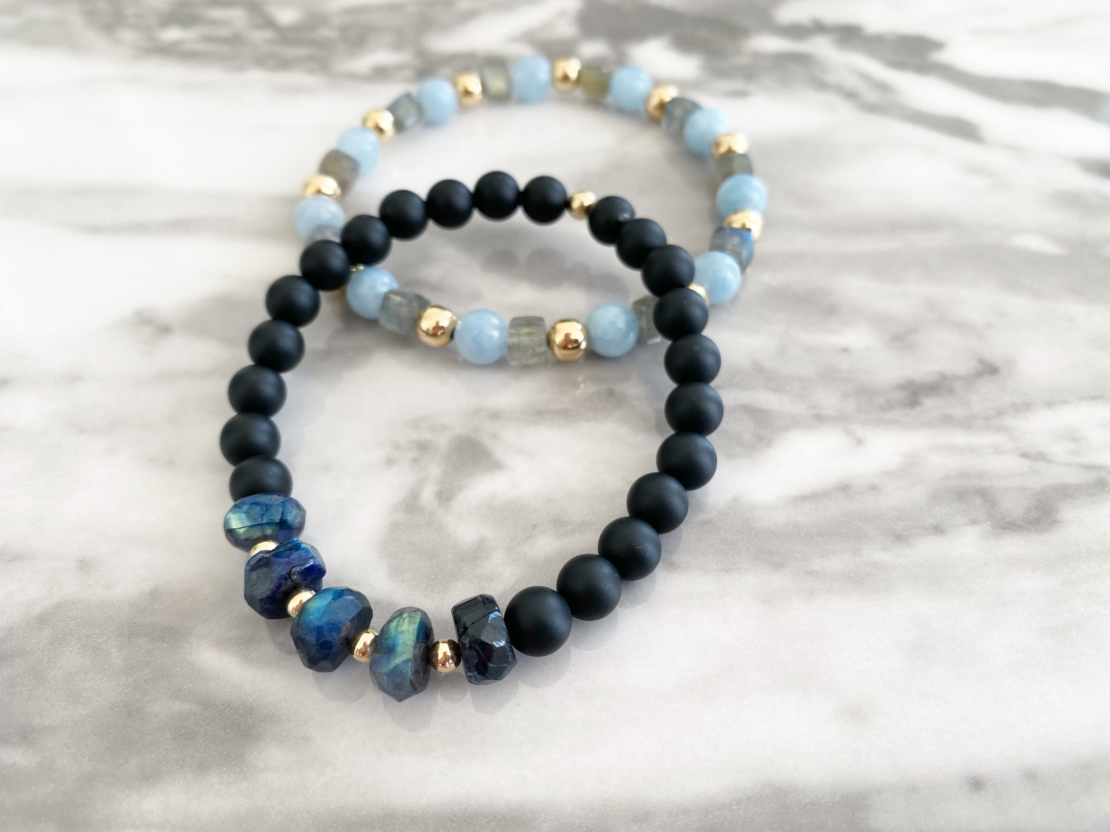 Layla - Labradorite and Aquamarine Gemstone Bracelet