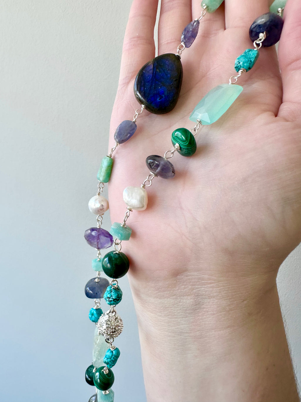 Blaine - Collier de pierres précieuses de labradorite et de citrine