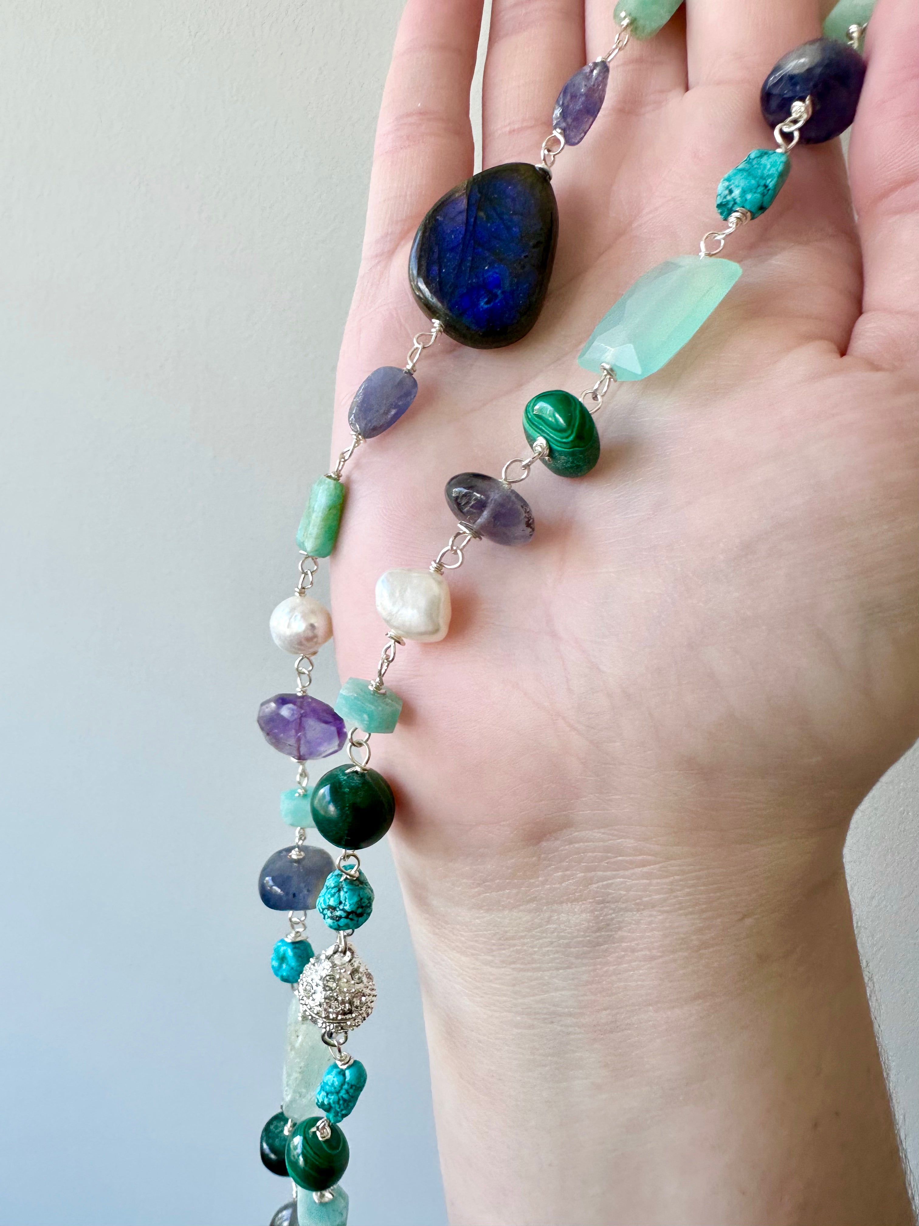 Blaine - Collier de pierres précieuses de labradorite et de citrine