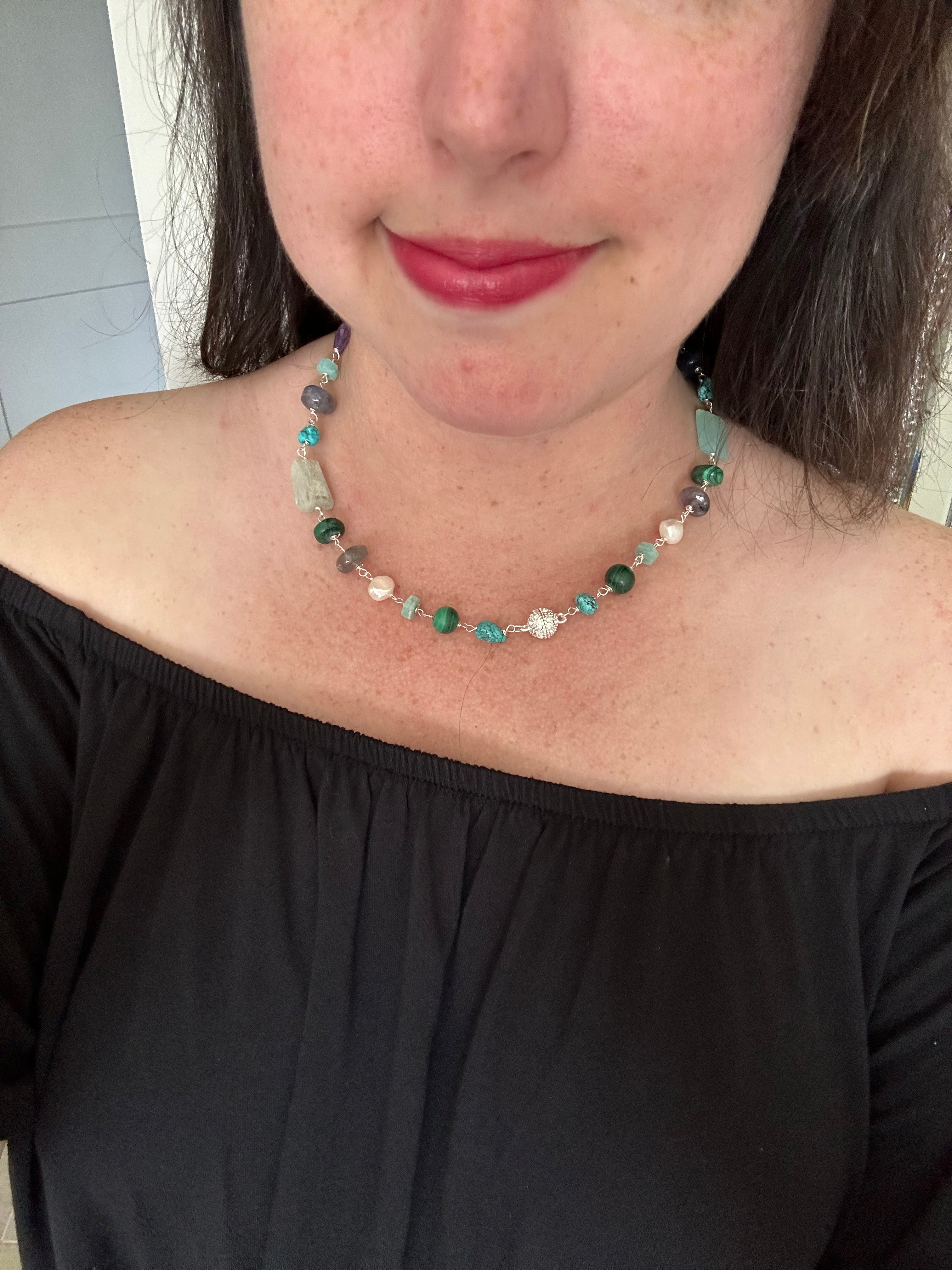 Blaine - Collier de pierres précieuses de labradorite et de citrine