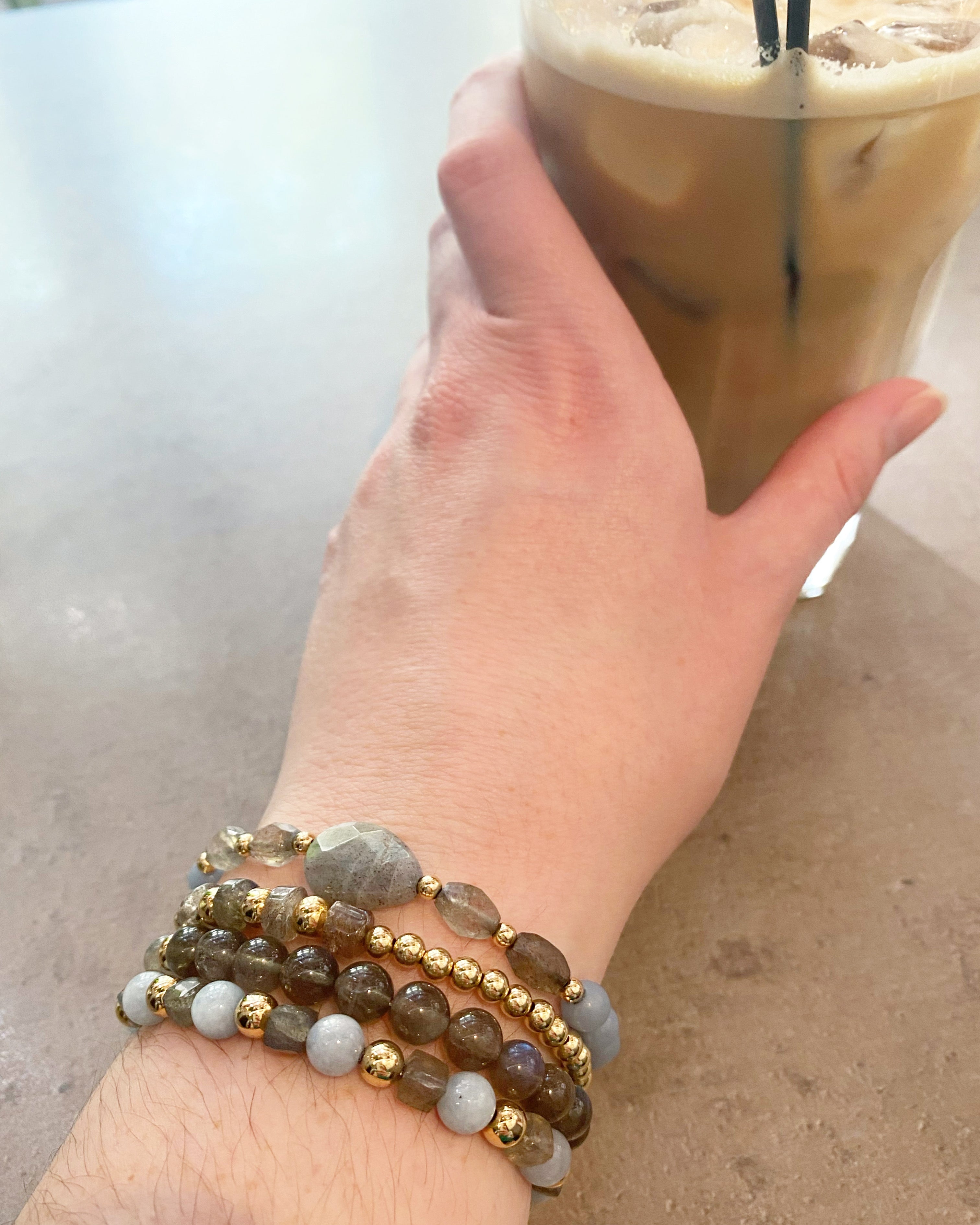Layla - Labradorite and Aquamarine Gemstone Bracelet