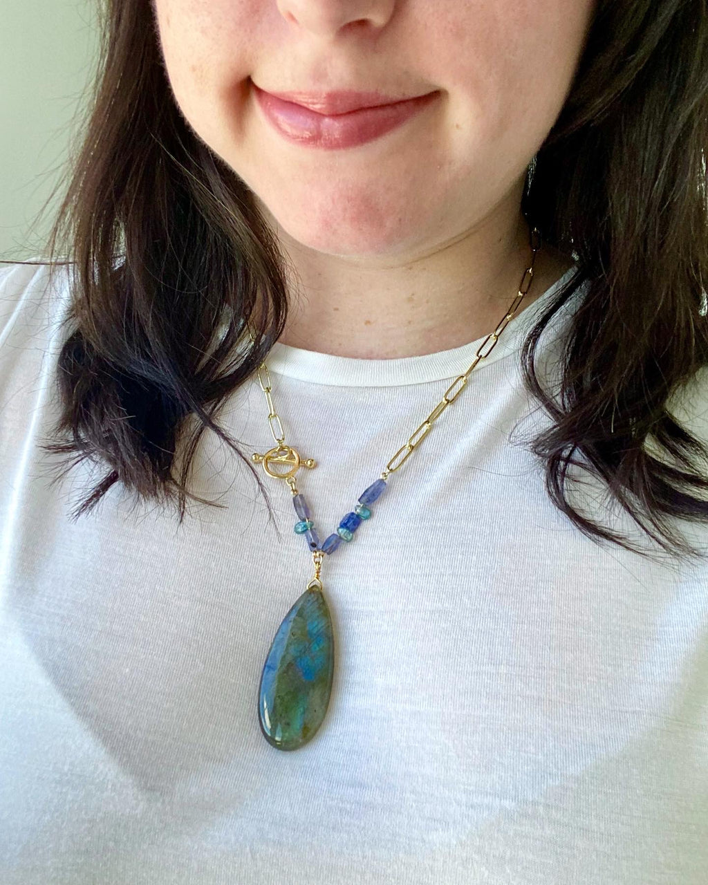 Presley - Collier de pierres précieuses Labradorite, Tanzanite et Kyanite