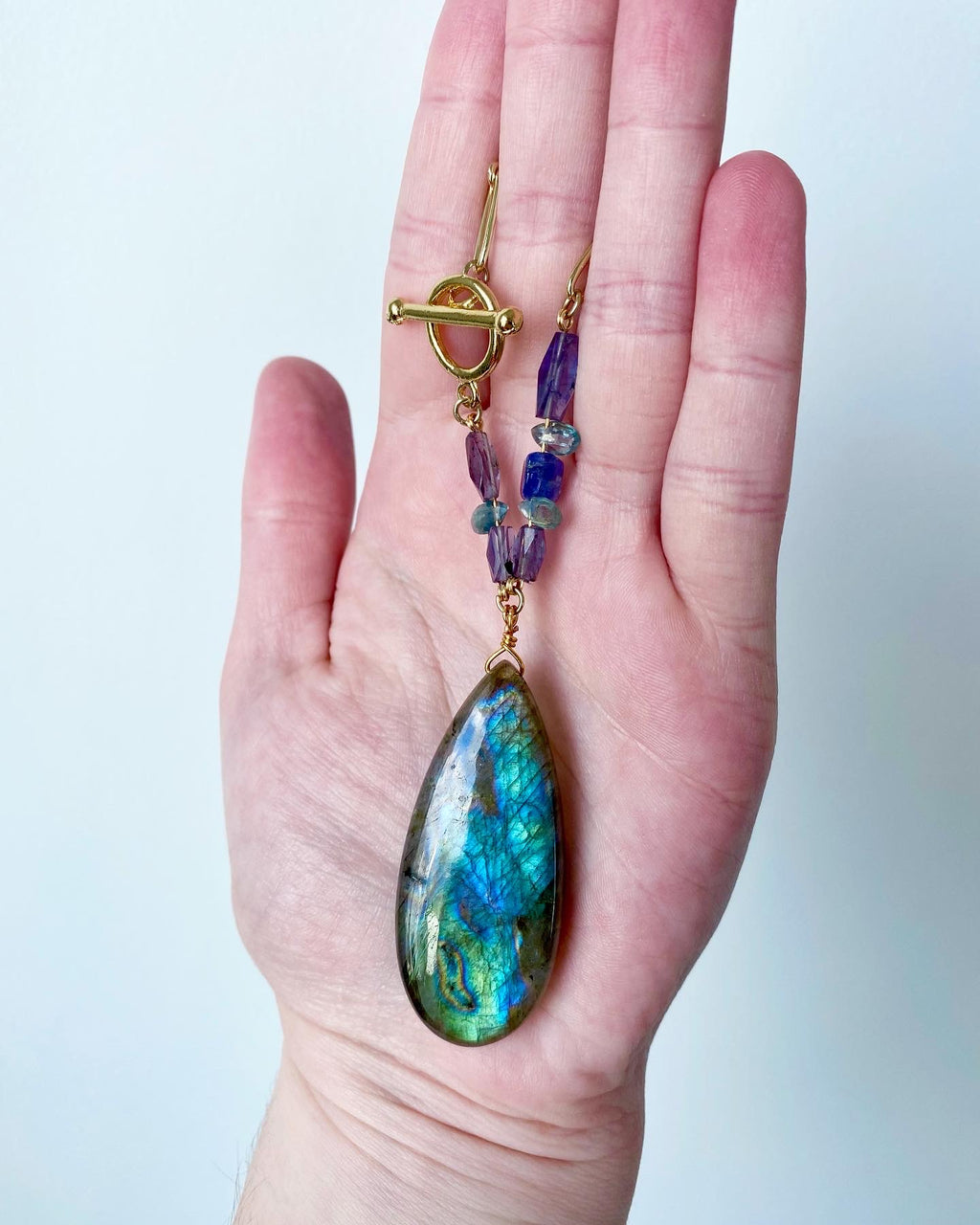 Presley - Collier de pierres précieuses Labradorite, Tanzanite et Kyanite