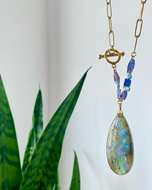 Presley - Collier de pierres précieuses Labradorite, Tanzanite et Kyanite