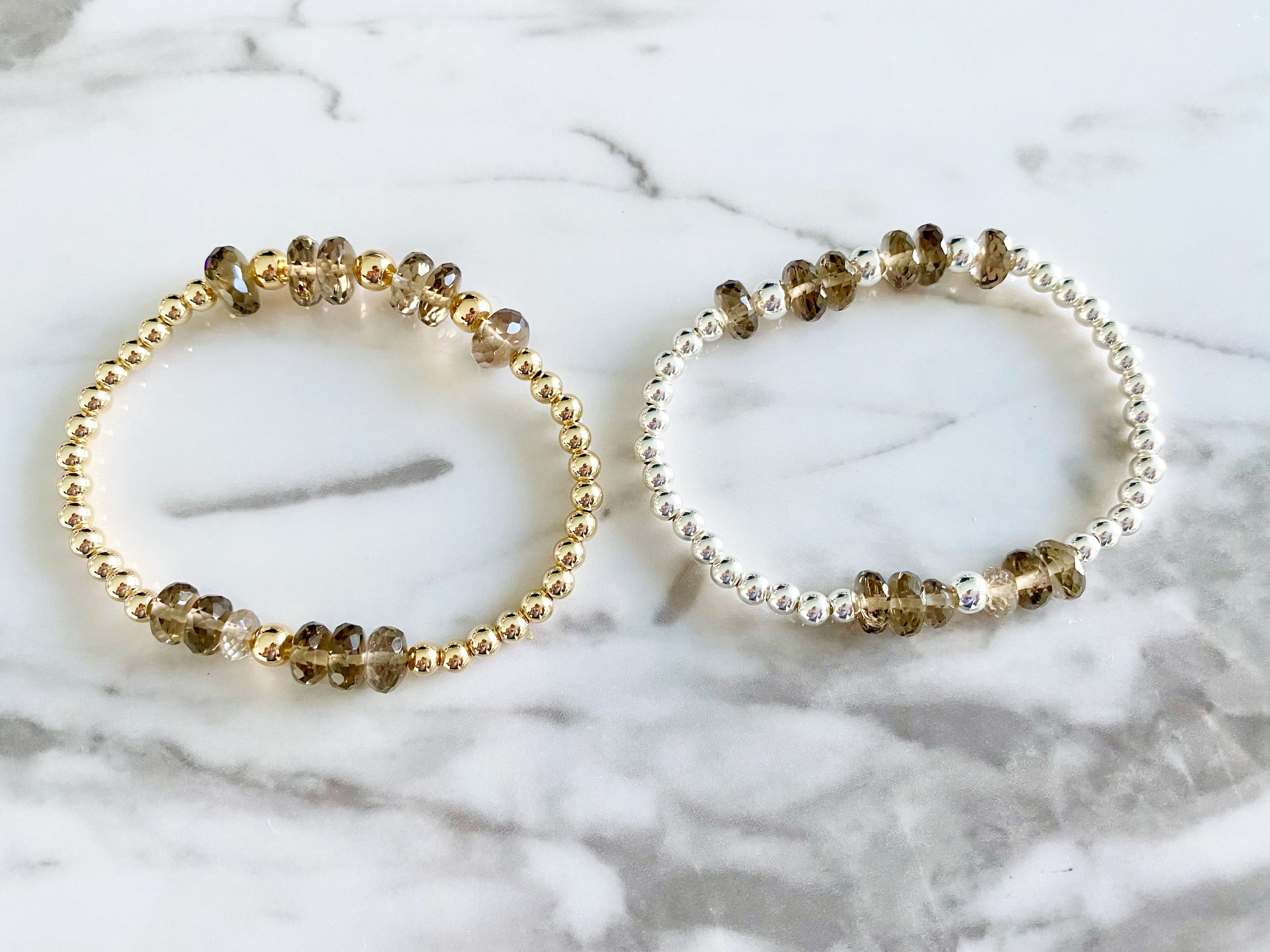 Chelsea - Bracelet en pierres précieuses de quartz fumé