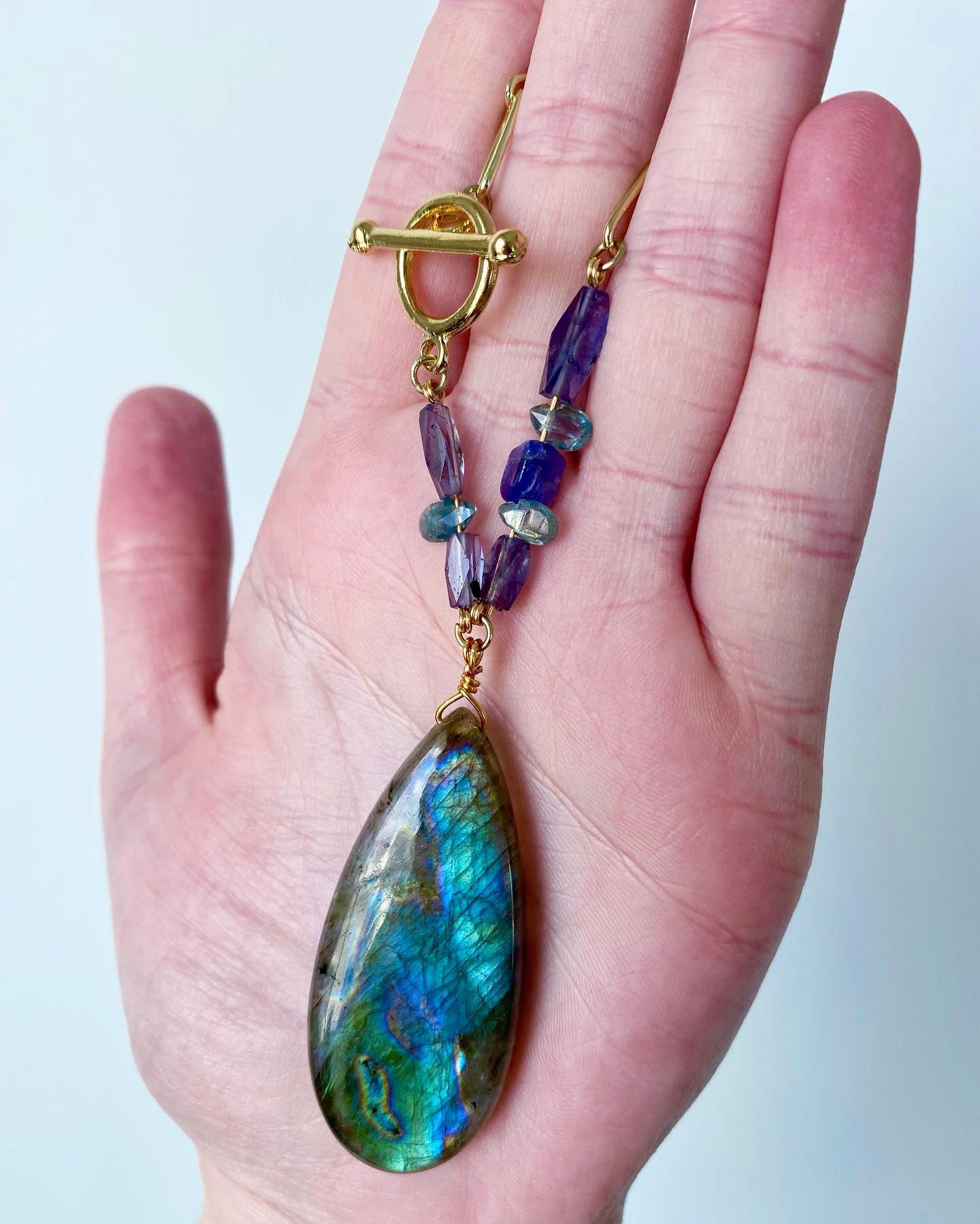 Presley - Collier de pierres précieuses Labradorite, Tanzanite et Kyanite