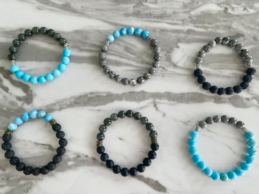 Collection de bracelets en pierres précieuses pour hommes