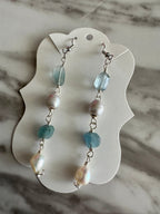 Cyane - Fluorite, Freshwater Pearl and Gray Pearl Gemstone Earrings
