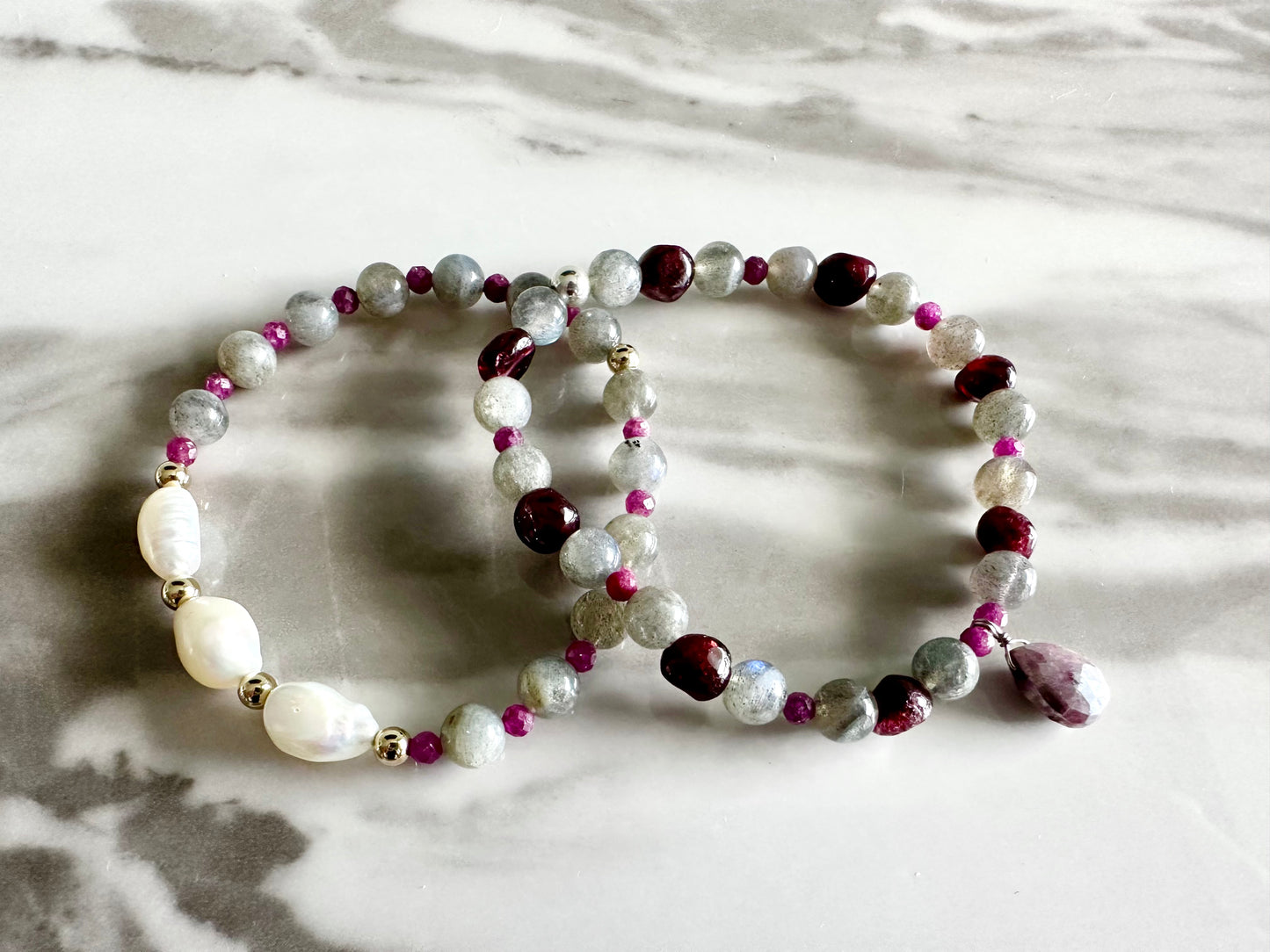 Sydni - Labradorite and Ruby Gemstone Bracelets