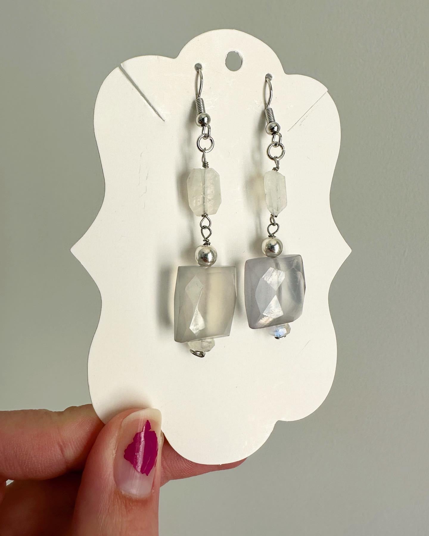 Claire - Chalcedony and Moonstone Gemstone Earrings