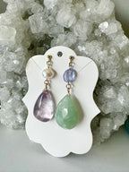 Sweet Pea Gemstone Earrings - Fluorite, Freshwater Pearl, Tanzanite and Amazonite | Handmade Jewelry